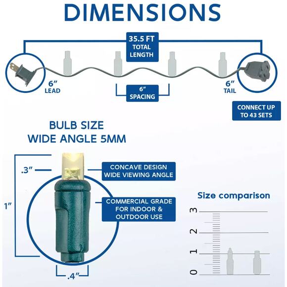 LED Christmas String Lights 70 Mini Bulbs 35ft Green Wire Indoor Outdoor Holiday - Picture 6 of 7